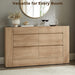 6 Drawer Dresser for Bedroom, 54" Wide Chest of Drawers with Thick Wood Design, Handleless, Modern Bedroom Dresser, Storage Organizer for Living Room/Entryway/Hallway, Natural Oak