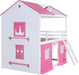 TwinOverTwin HousePlayhouse Bunk Bed PinkWhite Windows