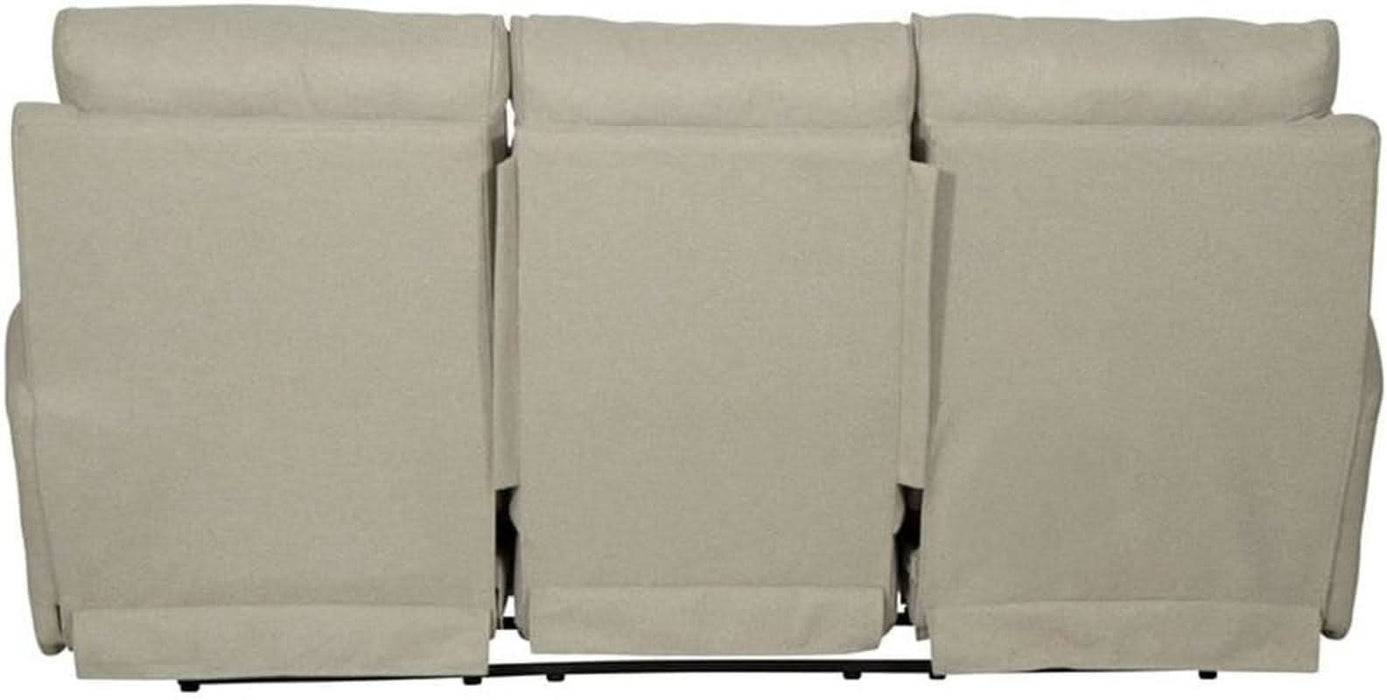 Eastland Lay Flat Reclining Sofa in Beige Fabric with Accent Pillows