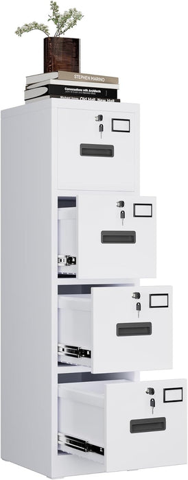 White IndustrialGrade 4 Drawer File Cabinet Lockable