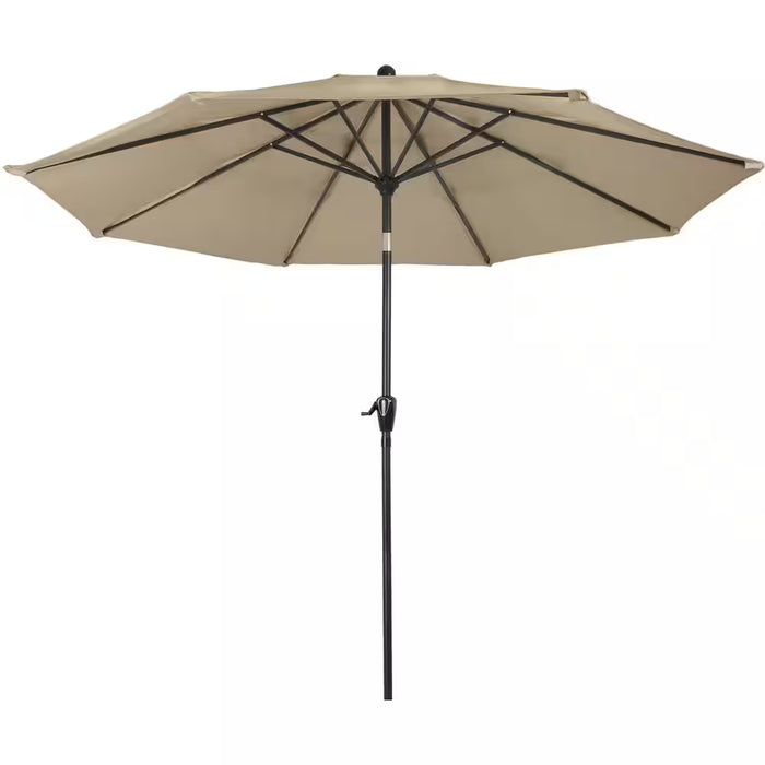 10 Ft. Aluminum Outdoor Market Patio Umbrella with Auto Tilt, Easy Crank Lift in Sand