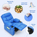 Kids Recliner Chair with Cup Holder, Adjustable Leather Lounge Chair W/Footrest & Side Pockets for Children Boys Girls Room, Ergonomic Toddler Furniture Sofa, Kids Recliner (Blue)