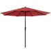 9FT Outdoor Patio Umbrella with Push Button Tilt and Crank Handle, Market Umbrella with 8 Sturdy Umbrella Ribs, UV Protection, Waterproof, Red