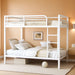 Full over Full Bunk Bed for Adults, Full Size Bunk Beds Frame with Build in Ladder and Full Length Guardrail, Easy Assemble Bunkbeds, Noise Reduced, Mattress Not Included, White