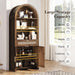 71.3" Tall Arched Bookshelf with Doors - 5 Tier Rattan Arched Bookcase