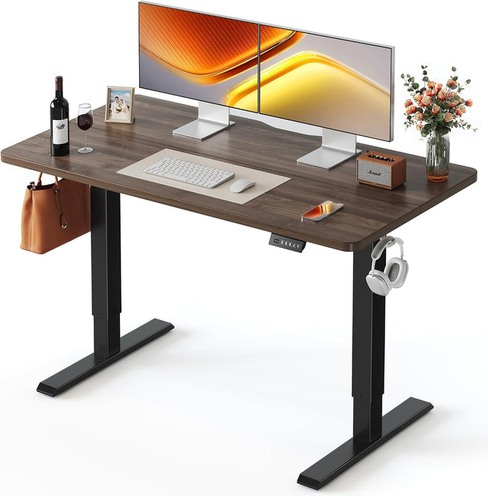 Standing Desk 48 × 24 Inch Electric Height Adjustable, Black Walnut
