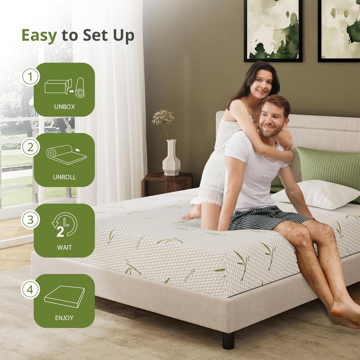 EGOHOME 8 Inch Twin Mattress Medium Plush, Green Tea Memory Foam Mattress