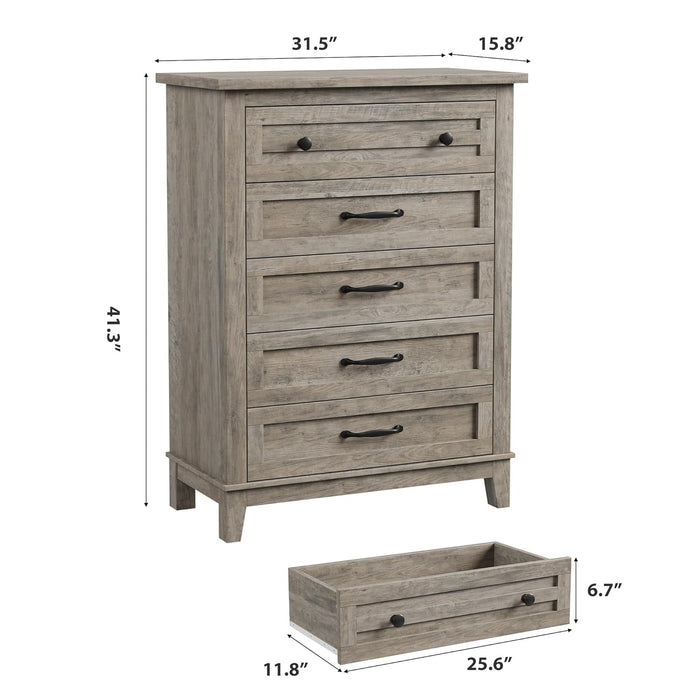 Ash Grey Freestanding Contemporary Wooden Large Dresser