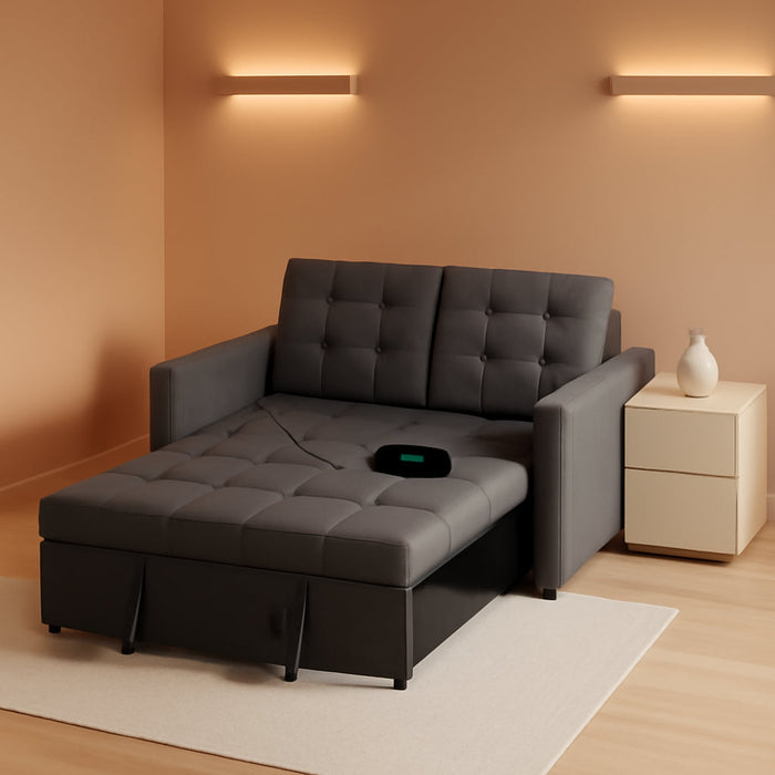 52Inch Sleeper Sofa With Pullout Bed GrayFabricUpholstery