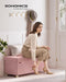 Storage Ottoman Bench, Folding Storage Chest, 15 X 30 X 15.2 Inches, Foot Rest Stool, 20 Gal. (77 L), Velvet Surface, for Bedroom, Entryway, Living Room, Jelly Pink ULSF0517R01
