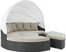 Sojourn Outdoor Patio Sunbrella Sectional Daybed with Canopy in Antique Canvas Beige