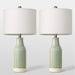 23.5" Bedside Lamps Set of 2,Green Ceramic Table Lamp for Bedroom