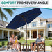 7.5FT Patio Umbrella Table Market Umbrella with 6 Sturdy Ribs, Button Tilt/Crank Heavy-Duty round Outdoor Umbrellas for Garden, Deck, Backyard,And Pool, Navy