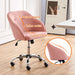 Comfy Desk Chair Cute Office Chair Pink Velvet Desk Chair Makeup Chair Vanity Chair with Back, Modern Swivel Computer Chair Accent Chair for Bedroom