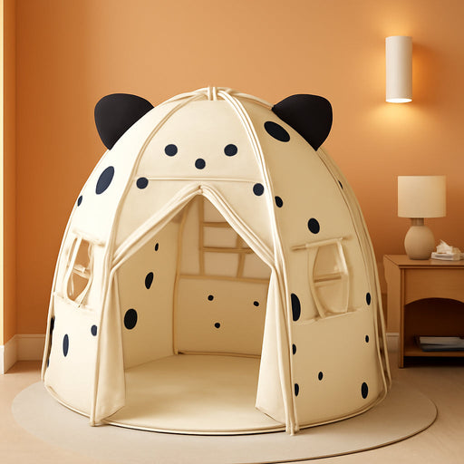 Kids Play Tent Little Mouse Design - Large 55" Indoor Playhouse with Premium Aluminum Poles, Soft Peach Skin Fabric, 1 Door & 3 Windows for Boys and Girls Ages 3+, Warm Play Room & Home Decor (Mousie)