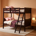 Wood Twin over Twin Bunk Beds Convertible 2 Individual Twin Beds for Kids Children, Solid Rubberwood Bunk Bed with Ladder and Safety Rail (Espresso)