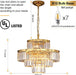 Modern Style Crystal Chandeliers & Lightsround Hanging Classic, Pendant Ceiling Chandelier Lighting Fixture 4-Tier for Dining Room Living Room(Gold Orange,20 Inch)