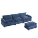 Convertible Sectional Sofa with Chaise L Shaped Couch with Ottoman Reversible 3-Seat Sofa Sectional Couch Sets for Apartment Gray-Blue