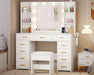 Makeup Vanity Desk with Mirror and Lights White Vanity Desk with Power Outlet 11 Drawers 9 Shelves 3 Color Lighting Modes Vanity for Bedroom Women UBDT86W