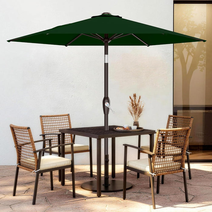 7.5FT Patio Umbrella Table Market Umbrella W/Tilt and Crank, Heavy-Duty Outdoor Umbrellas for Pool, Deck, Garden and Backyard, Dark Green