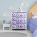 Kids Dresser with 7 Drawers - Storage Chest Organizer Unit with Steel Frame, Wood Top & Handles, Tie-Dye Fabric Bins for Clothes - Wide Furniture for Bedroom Hallway Kids Room Nursery & Closet