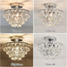 Modern E26 Small Crystal Chandelier Semi Flush Mount Ceiling Light Fixture Silver Ceiling Lamp for Hallway Bedroom Bathroom Closet Bedroom Foyer （Chrome）