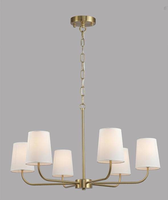 Brushed Gold Contemporary Pendant Chandelier 6 Lights