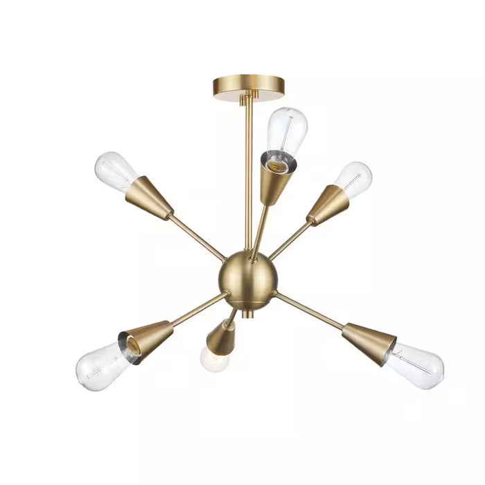 Clementine 19.25 In. 6-Light Matte Gold Semi-Flush Mount Ceiling Light