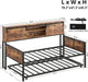 Daybed with Trundle Bed, Sofa Bed Twin with Charging Station, with Storage Headboard & Strong Support, for Living Room, Bedroom and Guest Room, Industrial Brown