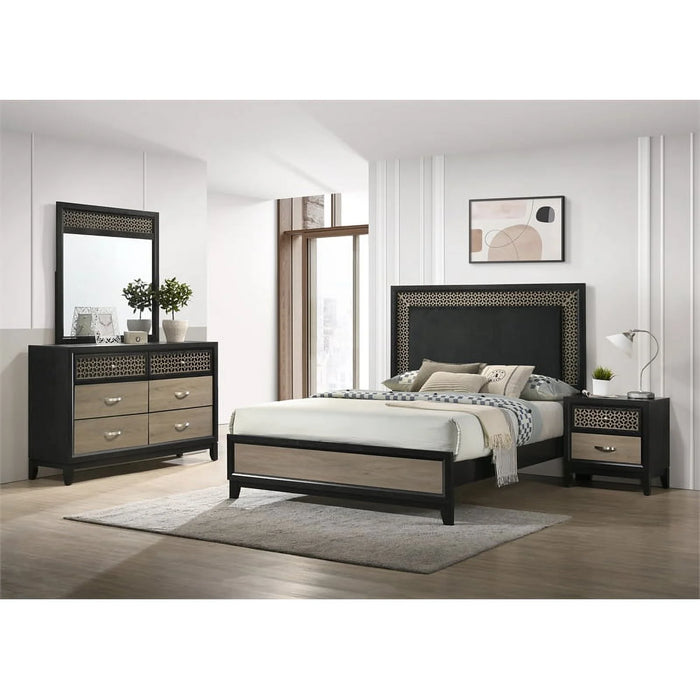 5-Piece Contemporary Wood Queen Bedroom Set in Light Brown/Gray