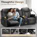 3 Seat Recliner Sofa, Large Reclining Sofa with Storage Console, Manual Reclining Chair with USB Ports, 2 Cell Phone Holder, 3 Seater Loveseat Recliner Couch for Living Room