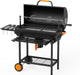 29-Inch Barrel Charcoal Grill, Heavy Duty BBQ Grill with Manual Rotisserie Meat Fork, Detachable Windproof Ash Collector Barbecue Smoker Grill Combo for Backyard, Patio and Parties ﻿