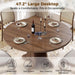 47" round Dining Table for 4-6 People, Walnut