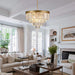 Gold Crystal Chandelier 24Inch 12Lights Ceiling Fixture