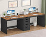 2 Person Desk with 5 Drawers and Power Outlets, 78.7 Inch Long Computer Desk with Storage File Cabinet, Two Person Home Office Double Desk with Storage, Brown and Black