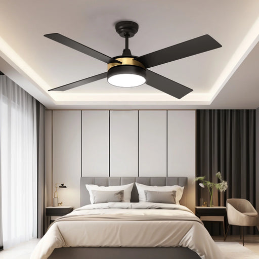 52In Ceiling Fan with Light and Remote, 3 Colors Light Changing, 3 Speed, 4 Blades,Reversible Airflow for Outdoor/Indoor, Black & Gold