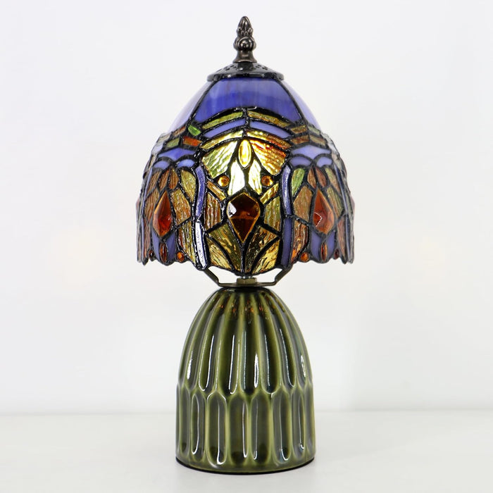 Tiffany Stained Glass Mushroom Table Lamp 12.5 Inch -Purple Jewelry
