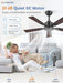 42 Inch Ceiling Fan No Light, Black Ceiling Fan without Lights, Quiet Reversible DC Motor, 6-Speeds, Small Ceiling Fan with Remote for Bedroom, Living Room, Patio, Indoor/Outdoor Use