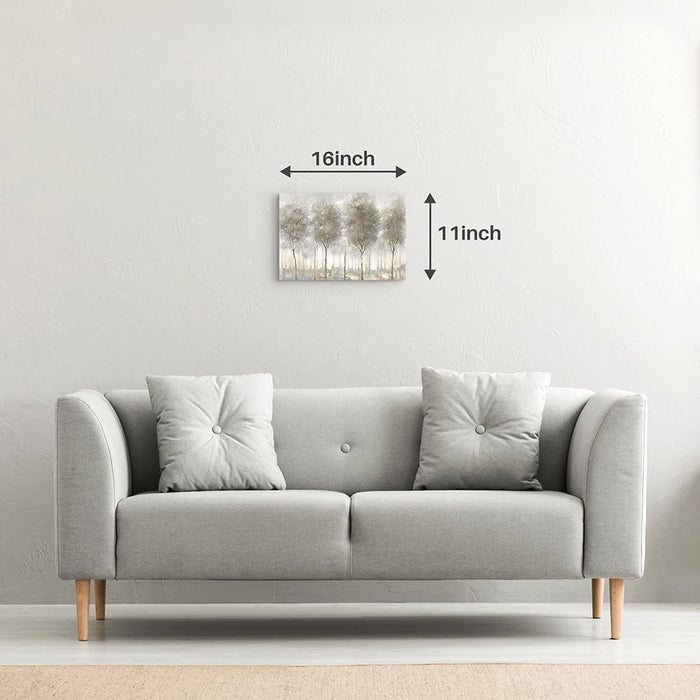 Tree Painting Canvas Wall Art: Nature Forest Landscape Picture Modern Gray Abstract Artwork for Living Room Bedroom