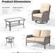 5 Pieces Patio Furniture Set, Outdoor Wicker Sofa with Swivel Chairs, Coffee Table, All Weather High Back Rattan Loveseat Couch with Comfy Cushions, Beige
