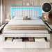 King Size Bed Frame with Adjustable Headboard, 4 Storage Drawers and RGB LED Lights, Velvet Upholstered Platform Bed with USB Ports, No Box Spring Needed, Fast Assembly, Noise-Free, White