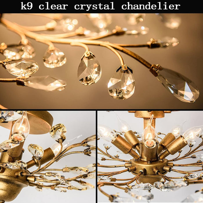 Crystal Chandelier 31in Diameter Brushed Gold Finish