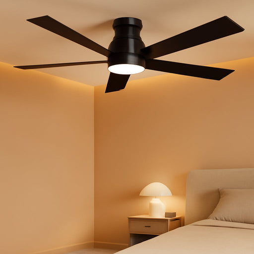 52" Black Ceiling Fan with Light and Remote, Modern LED 3-Color, 3CCT, Quiet Motor for Bedroom, Living Room, Dining Room, Ceiling Fans with Lights (Black)