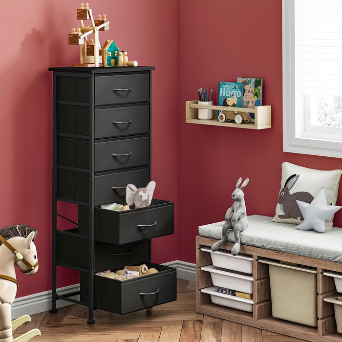 Black Tall Dresser with 7 Drawers