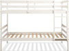 Twin over Twin Bunk Beds, Wood Convertible Two Beds, Solid Rubberwood Bunk Bed with 1 Pcs Built-In Ladder and Safety Rails, No Box Spring Needed, Space Saving Bed Frame for Bedroom (White)