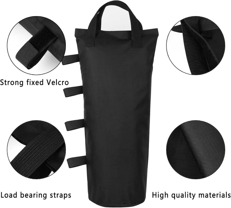 6 Pack Canopy Weight Sand Bags Black 168 LBS Large Canopy Support Frame Fixed Sandbag Windproof Sandbag for Instant Outdoor Sun Shelter Patio Umbrella (No Sand) (6-PCS) (Black)