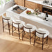 26″ Bar Stools Set of 4, Counter Height Bar Stools with Wood Legs, Upholstered Modern Kitchen Barstools with Back, Linen Fabric, Metal Footrest, for Kitchen Island Dining Room Bar, Beige
