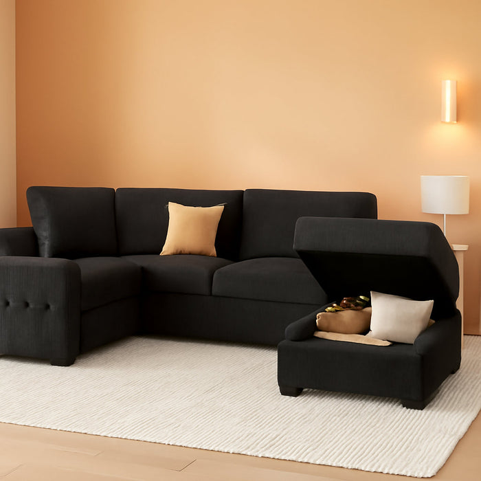 Sectional Sleeper Sofa with Pull Out Bed, Reversible Sectional Sleeper Couch with Storage Chaise U Shape Sectional Sofa, Dark Grey