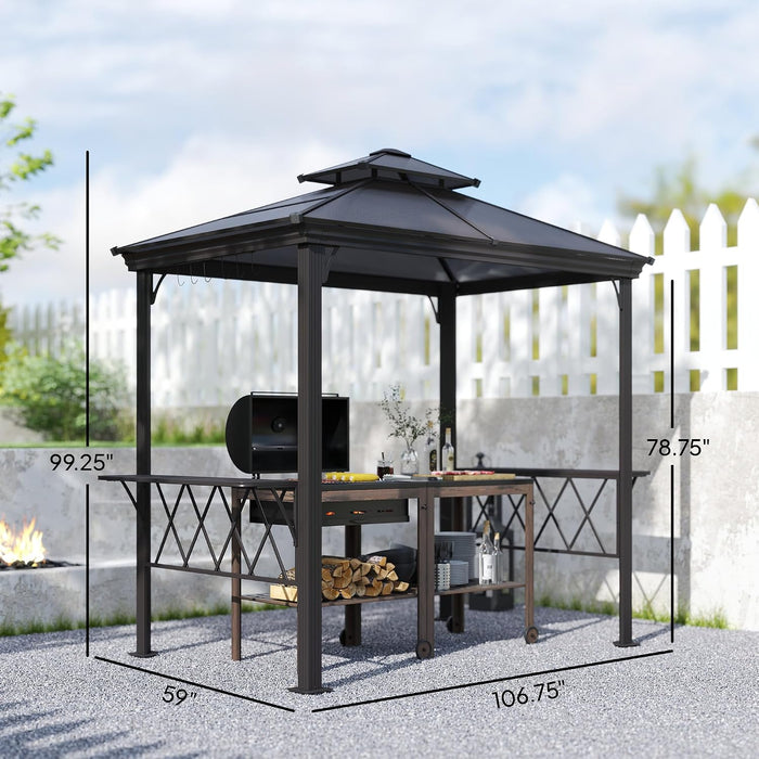 9x5 Ft Grill Gazebo Polycarbonate Roof Uvprotection