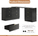 L-Shaped Rotatable 9 Drawer Dresser for Bedroom, 71" Wide Deformable Black Dresser with Gold Metal Handles, Modern Fluted Chest of Drawers for Bedroom, Living Room, Entryway, Hallway
